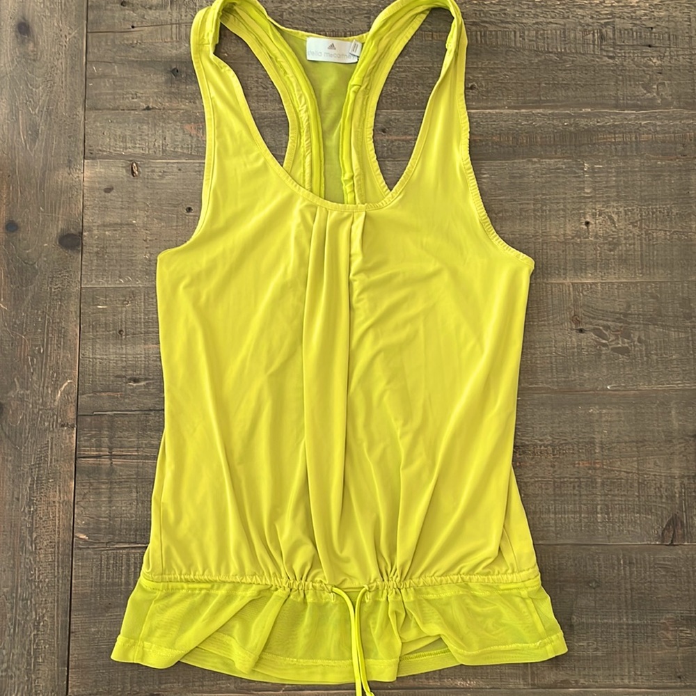 Adidas by Stella McCartney Chartreuse Tank with Sheer Panels - size small